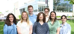 A group of students in front of the student center