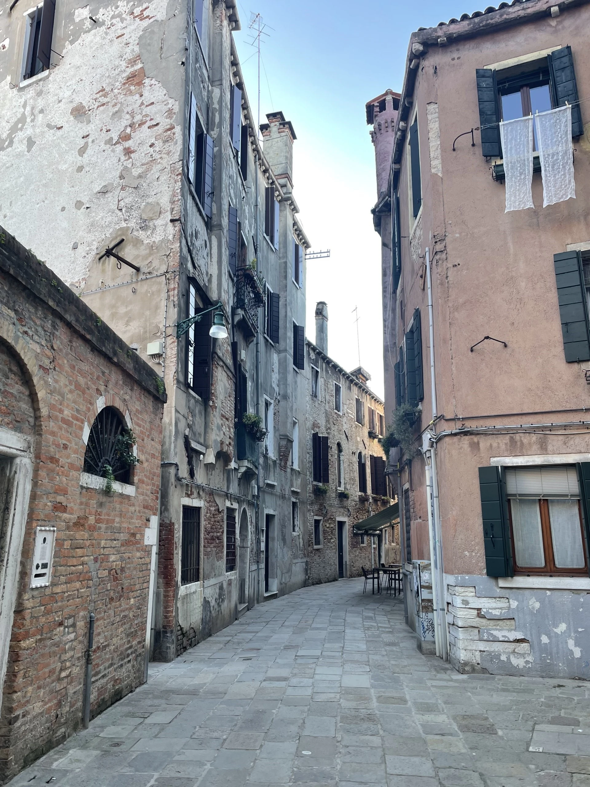 a narrow street in a small town