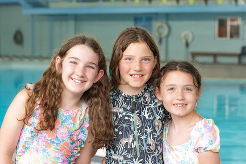 3 girls by the pool 
