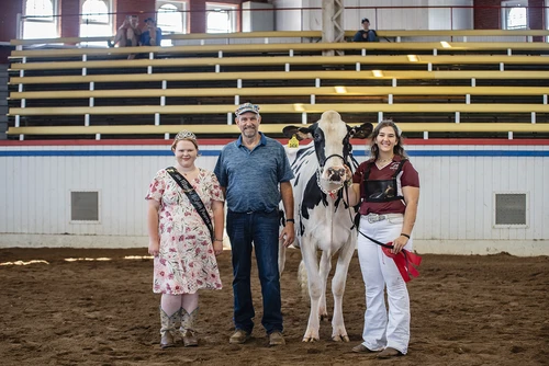 Morgan Winebold with winning cow