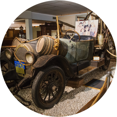 The original vehicle used in the television series The Beverly Hillbillies in the Ralph Foster Museum at C of O