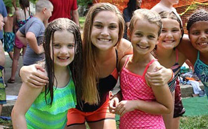 Kids with counselor at Camp Lookout