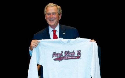 President Busch with Hard Work U sweatshirt