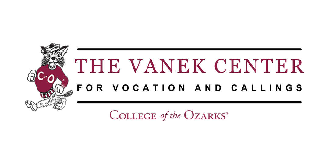 Sign and logo for the Vanek Center for Vocation and Callings