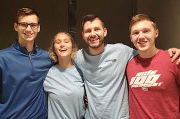 College of the Ozark students senior Brian Hofmann, junior Tanner Maasen, sophomore Josiah Falukos, and freshman Ulpiana Bokshi 