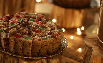 C of O Fruitcake in a holiday setting