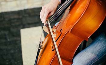 Close up image of bass being played