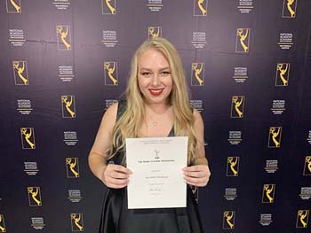 Savannah Hampton received the prestigious NATAS Mid-America Walter Cronkite Scholarship 