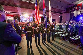 Bobcat GOLD members present the colors