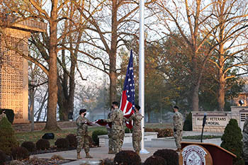 Military Science department raising of the American flag (Photo by Jared Smilack)