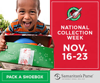 National collection date for Operation Christmas Child is Nov. 16 - Nov. 23