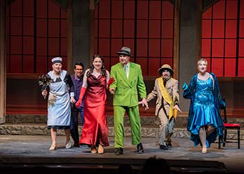 The cast of “Clue the Musical” perform in the Jones Auditorium at College of the Ozarks.