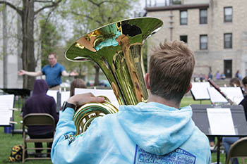 Student plays tuba at Concert Band concert