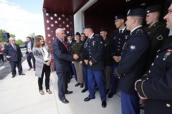  Pence addresses Bobcat GOLD cadets during The William S. Knight dedication. (Photo by Shann Swift)