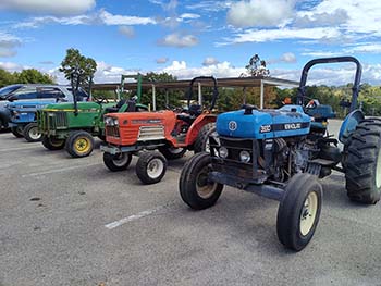 Sample tractors to be auctioned on Oct. 9.