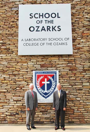 Davis and C of O Board Chairman Terrence R. Dake visit School of the Ozarks.