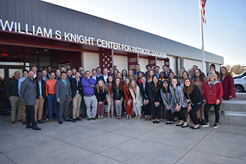 Students gather at the William S Knight Center for Patriotic Education for lectures during the Vocation Trip.