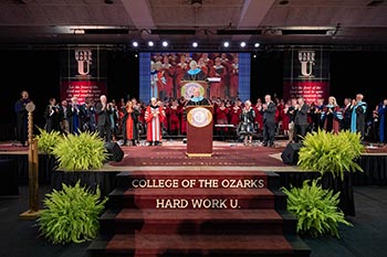 College of the Ozarks hosts the presidential inauguration for Dr. Brad Johnson, Oct. 13, 2022, in the Howell W. Keeter Athletic Complex.  