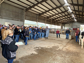Ryan Bilyeu, dairy manager at College of the Ozarks, speaks to high school students at annual FFA Workshop. On March 4, 2023, the agriculture department hosted its annual Future Farmers of America Workshop. High school students from all over Missouri and Arkansas attended the workshop.